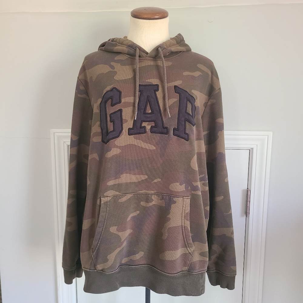 Gap Arch Logo Camo Hoodie Men's L Large Pullover Hooded Sweatshirt Camouflage